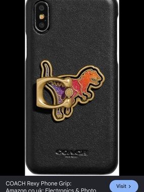 COACH REXY Multicolor Dinosaur Phone Ring in Orange, Pink & Gold